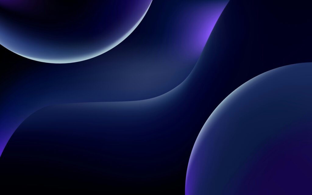 Abstraktes Hintergrundbild in dunklen Blau- und Violetttönen mit geschwungenen Linien und runden Formen, ideal für digitale Designs oder als Wallpaper.