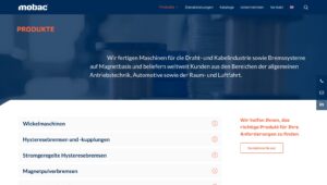 Webseite für Maschinen- und Kabelschnittdienste, die Lösungen für den Einsatz in verschiedenen Bereichen anbietet, einschließlich Automatisierung von Raum und Luftfahrt.