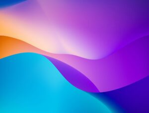 Abstrakte Wellen in sanften Farben von Blau, Lila und Orange, die eine harmonische und moderne Hintergrundgestaltung darstellen. Ideal für technische oder kreative Themen.
