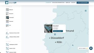 Karte von Deutschland mit hervorgehobenem Standort Düsseldorf, inklusive Adresse Forststraße 1a, 40721 Hilden, und weiteren Standorten wie Köln und Dortmund.