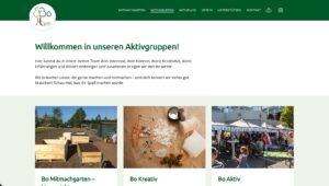 Übersicht der Aktivgruppen bei Bo in Fürth, einschließlich Mitmachgarten, kreativen Projekten und Gemeinschaftsveranstaltungen, die Menschen zum Mitmachen und zur Zusammenarbeit einladen.