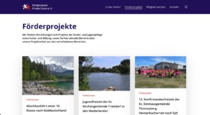 Alt-Text: Übersicht der Projekte mit Bildern von Landschaften, Gewässern und Veranstaltungen, die verschiedene Aktivitäten und Initiativen präsentieren.