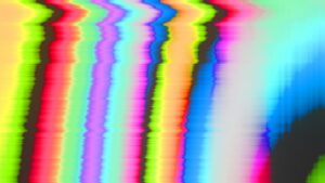 Buntes, abstraktes Hintergrundbild mit wellenförmigen Farbverläufen in Neonfarben, ideal für kreative Projekte oder digitale Kunst.